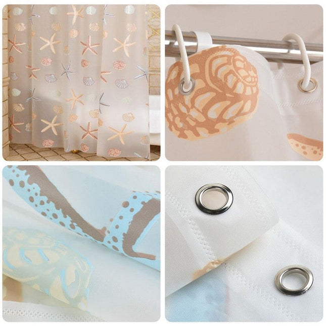 Transparenter Duschvorhang mit Muschel Motiv