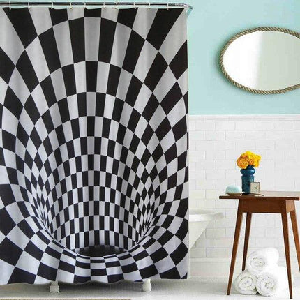 Duschvorhang mit 3D-Effekt Schachbrettmuster