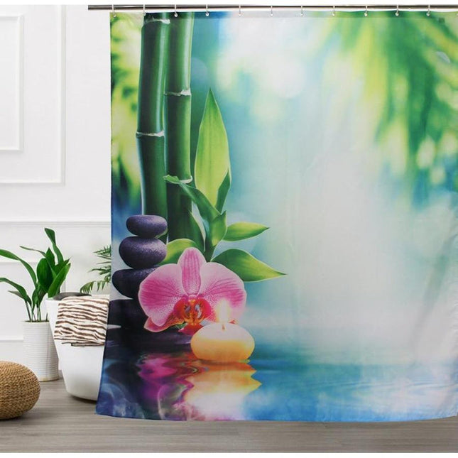 Wellness Duschvorhang Zen Bambus Orchidee